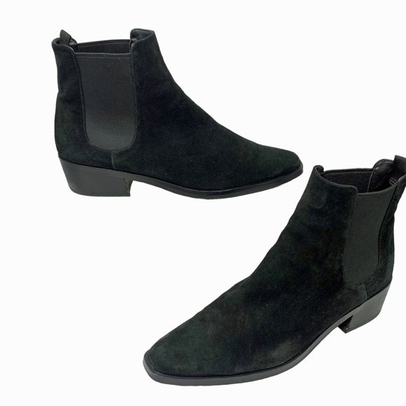 MK Michael Kors Women MICHAEL Michael Kors Lottie Black Suede Western‎ Inspired Chelsea Booties
